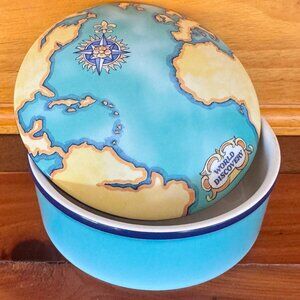 Tiffany & Co. Blue and Gold Globe Trinket Box